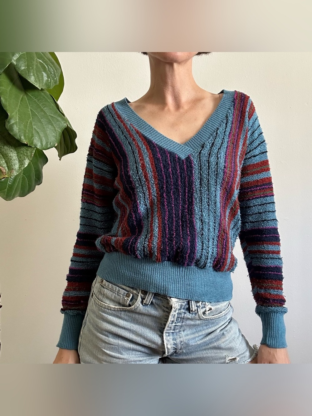 Vintage Terrycloth V-neck Pullover